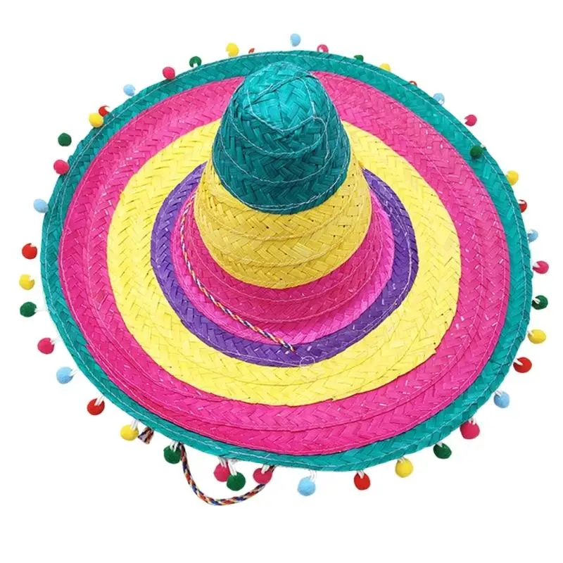 Stylish Unisex Straw Hat Mexico Sombrero Culture Event Headwear For Travel And Beach Event Gathering Dressingup Props
