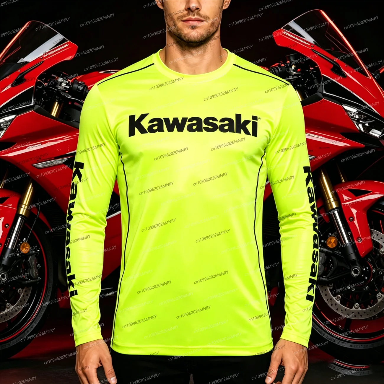 

Summer Men tshirt Kawasaki Motocross Breathable Quick Drying Cycling men's shirts Women Oversized Sports Long Sleeved Top
