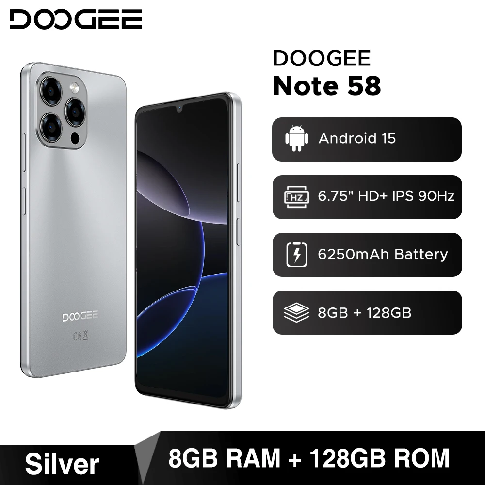 Doogee-Note58スマートフォン,グローバルバージョン,8GB RAM, 128GB