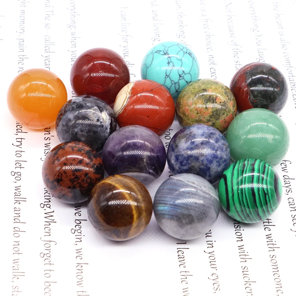 

20mm Mini Crystal Ball Set Natural Gems Sphere Decor Pocket Stone Reiki Healing Quartz Amethysts Round Beads Mineral Specimen