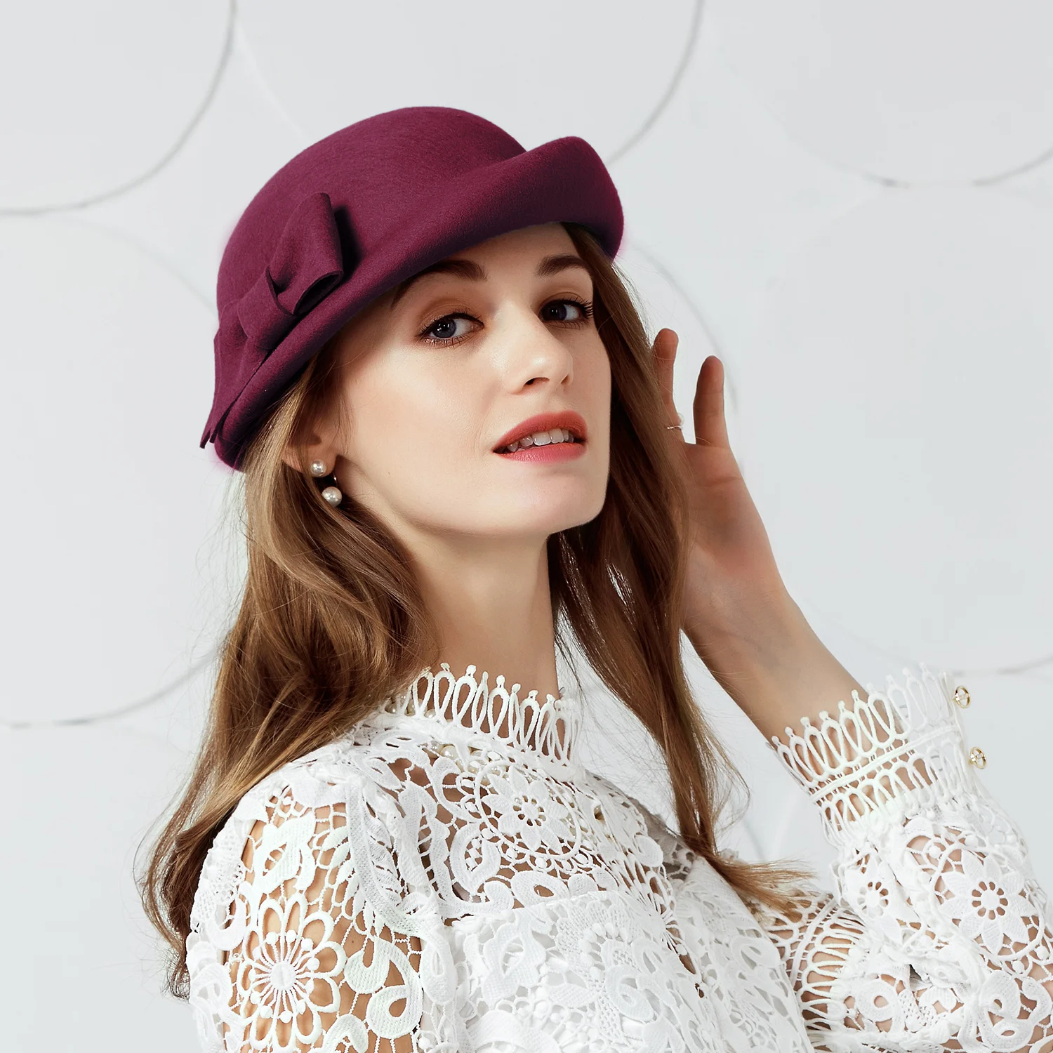 FS Spring Women Fashion Wool Hats For Church Winter Elegant 