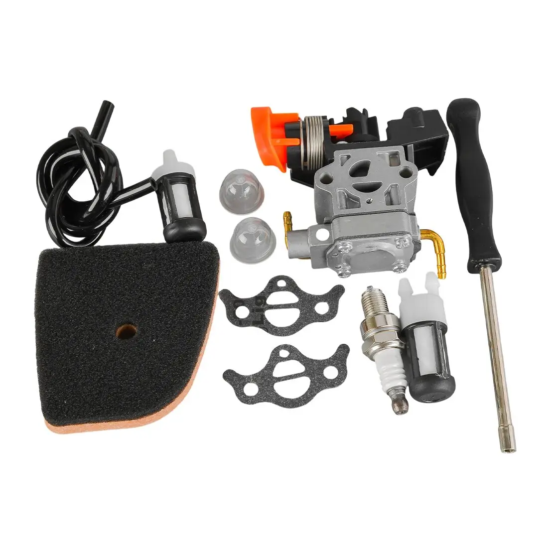 Trimmer Brush Cutter Carburetor Carb Air Oil Filter Gasket Hose Primer Bulb Spark Plug Tool Kit Fit For Zama RX2-S243A RC2 S243