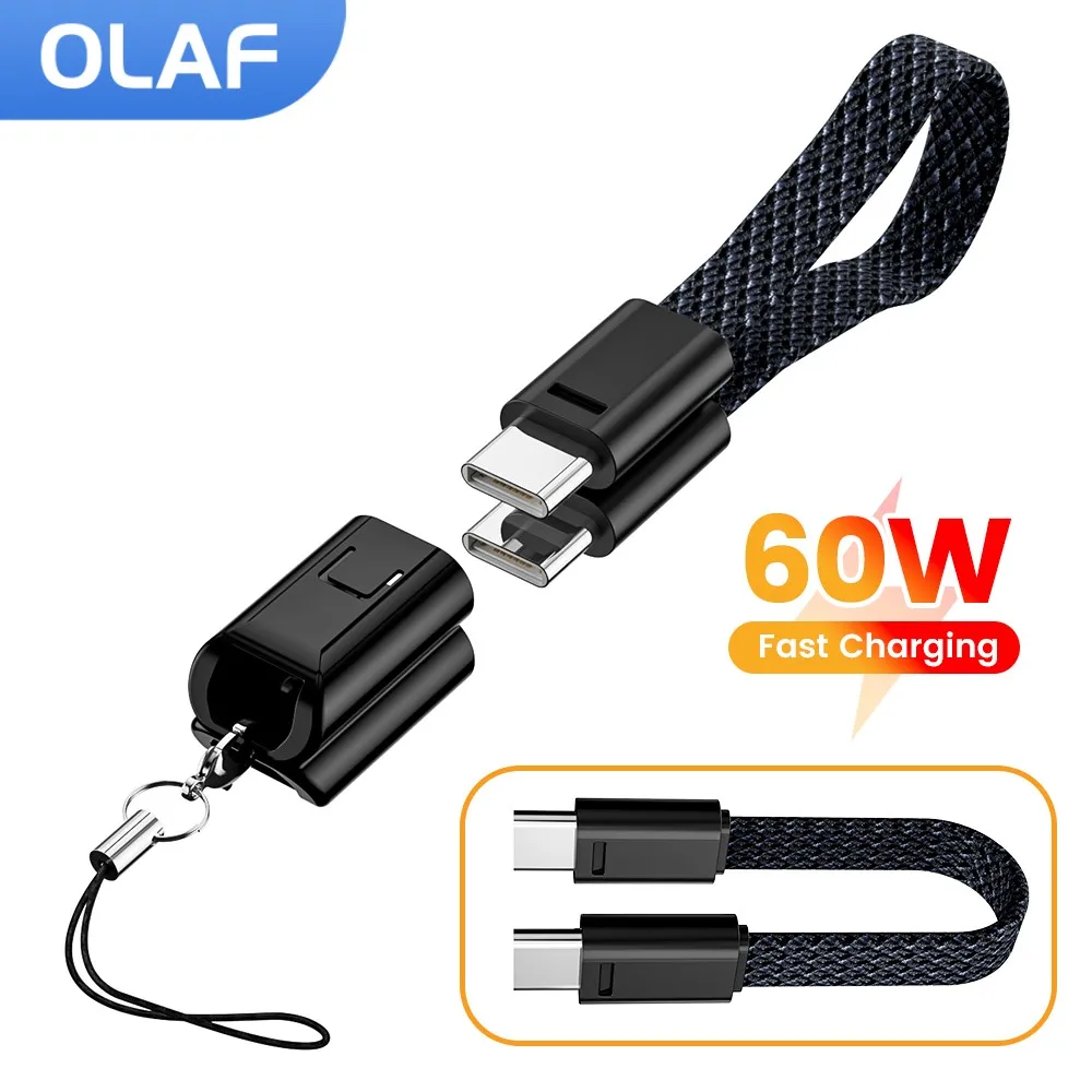 60w 16cm curto chaveiro cabo usb c para tipo c cabo usb c cabo de dados de carregamento rápido para iphone 15 16 samsung xiaomi power bank