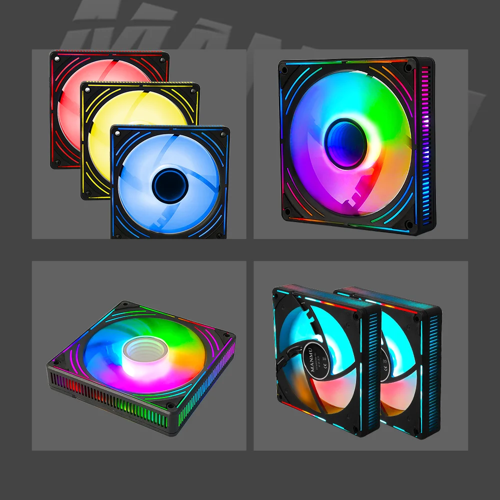 MANMU Case Fans Gaming Cooling Cooler Fans Infinite Lighting Computer Case Argb Fans Cooler Fan 12v 120mm Pc Rgb Fan with 5V3pin