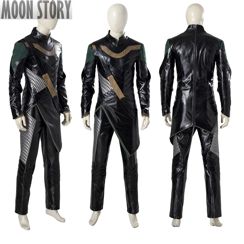 Halloween Carnival Superhero Loki Armor Grenn Cloak Leather Coat Shirt Adult Man Jacket Cape With Shoes Full Set