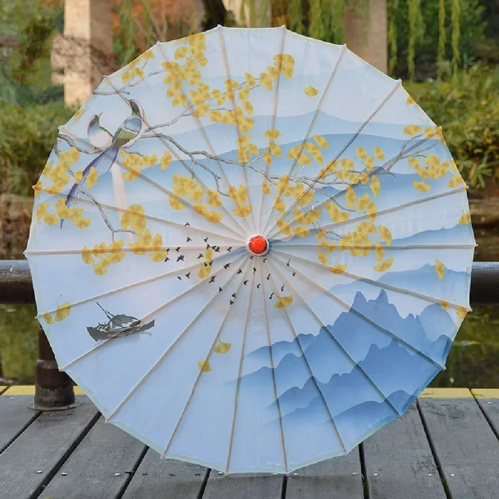 84CM Large Women Rain Waterproof Beach Uv Shade Umbrella Chinese Paper Parasol Silk Dance Japanese Decorative Cosplay Paraguas