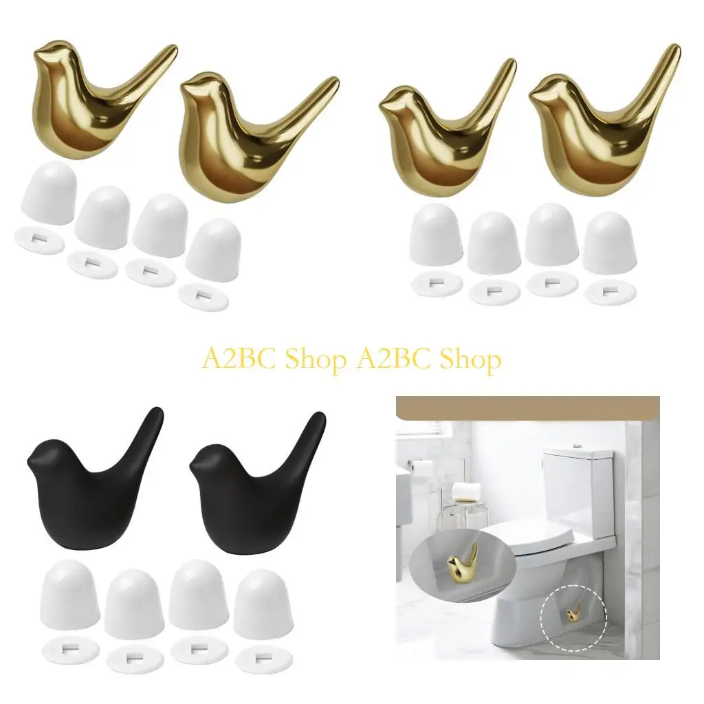 A2BC Motorhome Toilet Bolt Concealers Caps Ceramic Bird Design ABS Material Safe Cover Solution Quick Installation No Tools