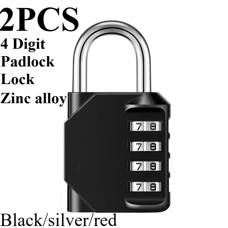 

2PCS 4 Digit Padlock Lock Durable Waterproof Number Locks for Door Suitcase Bag Package Cabinet Locker Window Key Locks
