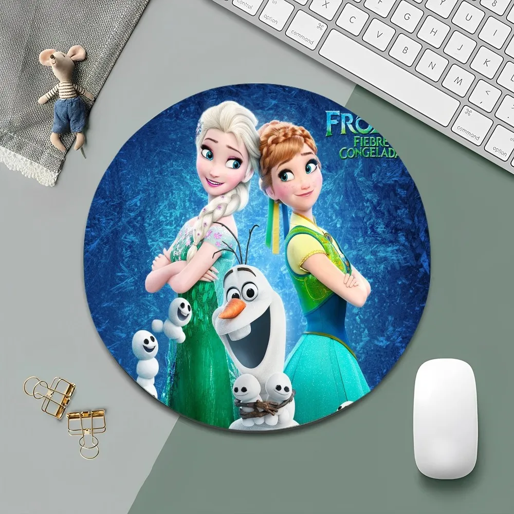 Disney Frozen Mousepad kecil meja bundar alas meja lucu Aksesori Gaming bantalan Mouse untuk PC Gamer Mousemat