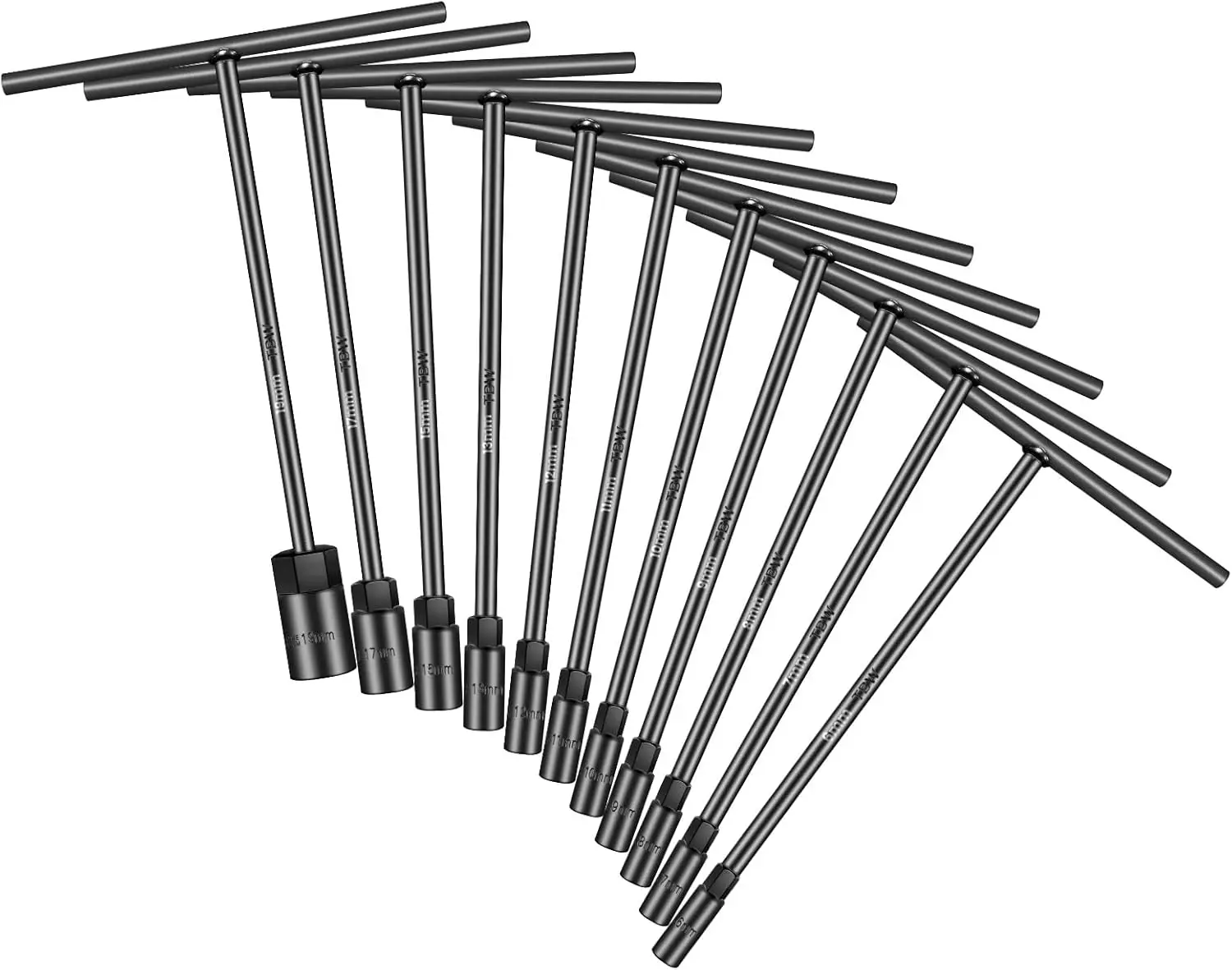 

11-Piece T-Handle Socket Wrench Set, Metric Sizes 6-19mm, Chrome Vanadium Steel for Car Motorcycle Bicycle Repair