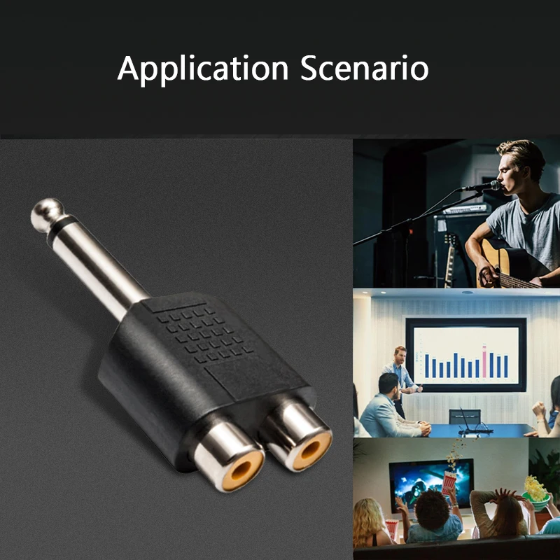 6.5mm turn double lotus adapter microphone guitar microphone audio mixer 6.5 pairs of RCA female AV mono interface