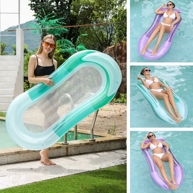 Inflatable Pool Lounger Float for Adults,Inflatable Swimming Floating Bed Hammock for Pool with Soft Mesh Center,Pool Float Hamm