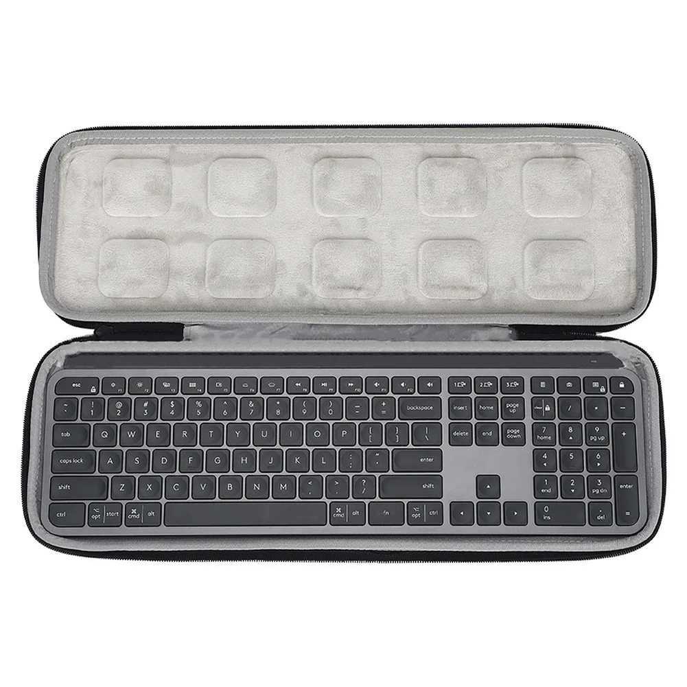 FOR For LOGITECH For MX Keys Advanced and KEY S Keyboard EVA Hard Shell Storage Bag with Cloth Layer Black 46x16x4.5cm