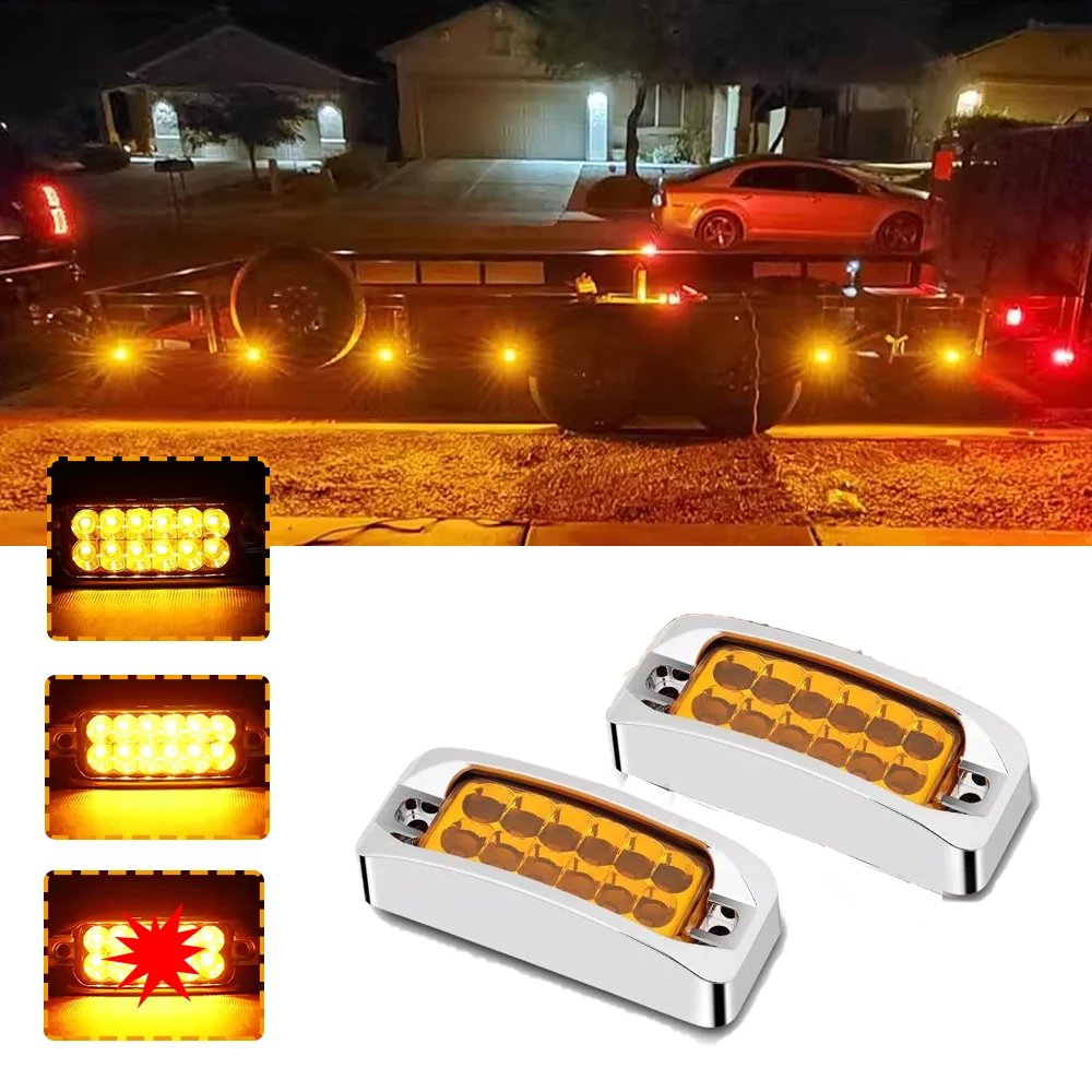 12-24V LED Side Marker Light Square Side Clearance Light Turn Signal Lamp Side Marker Indicators Lamp For Car Truck Trailer Bus