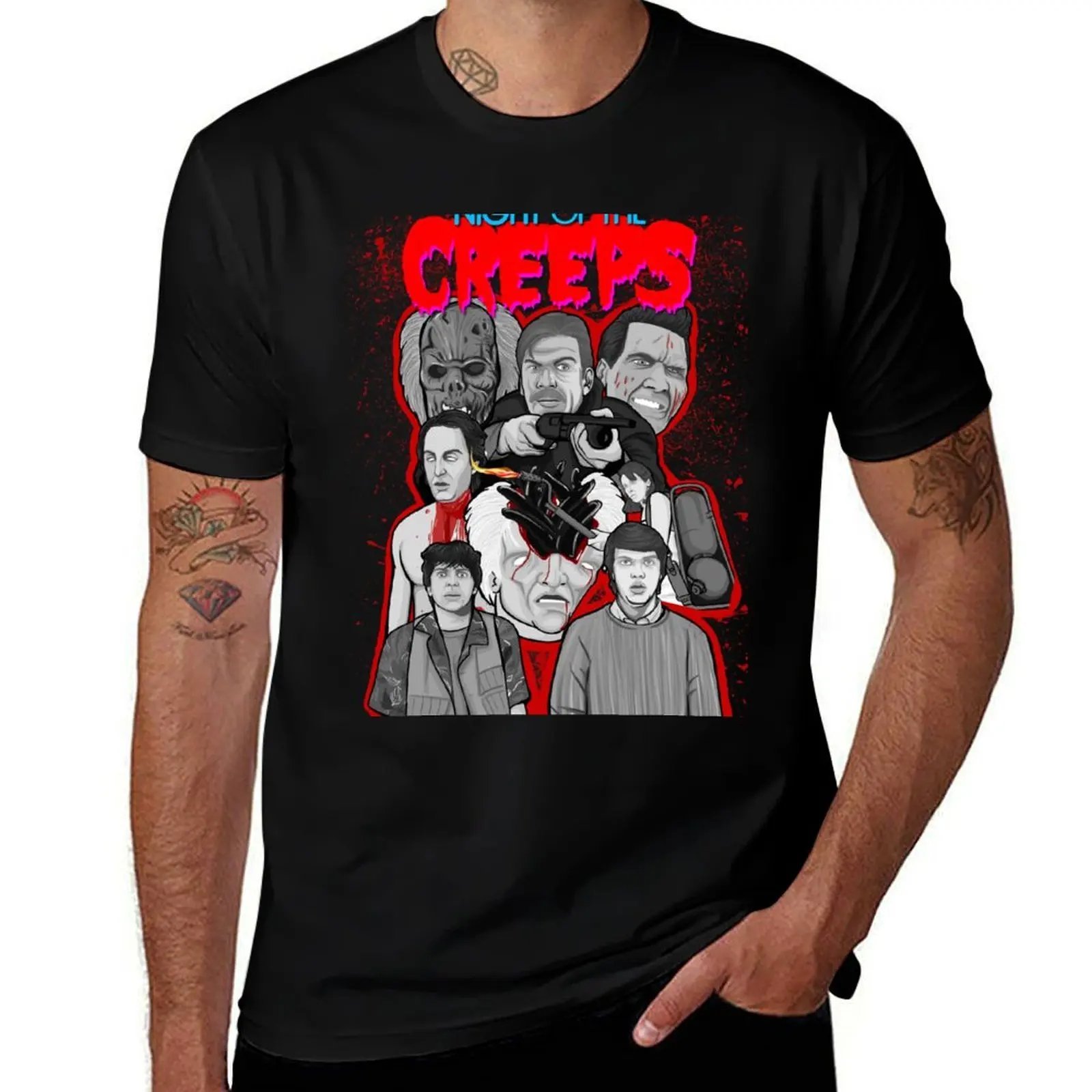night of the creeps collage T-Shirt Novelty Print Casual Tee Shirt T-Shirt