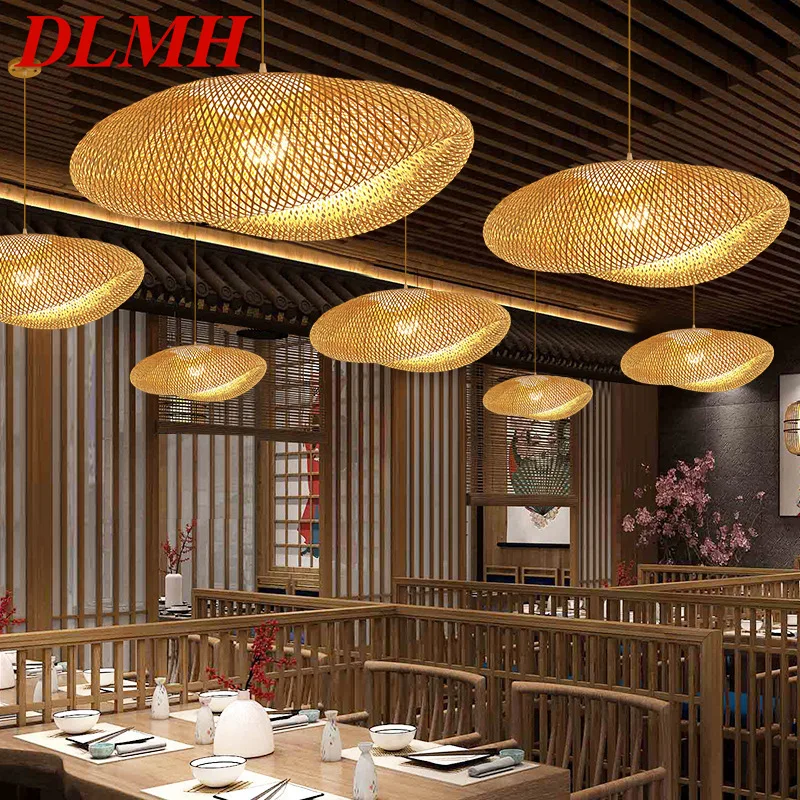 DLMH Contemporary Bamboo Weaving Pendant  Loft Industrial Style Internet Cafe Restaurant Hot Pot Shop  Chandelier