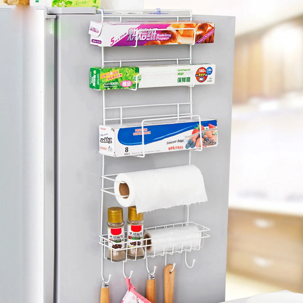 

White 6 Tier Fridge Side Storage Rack Multi-Functional Wire Organizer for Refrigerator Corrosion Resistant Easy to Use