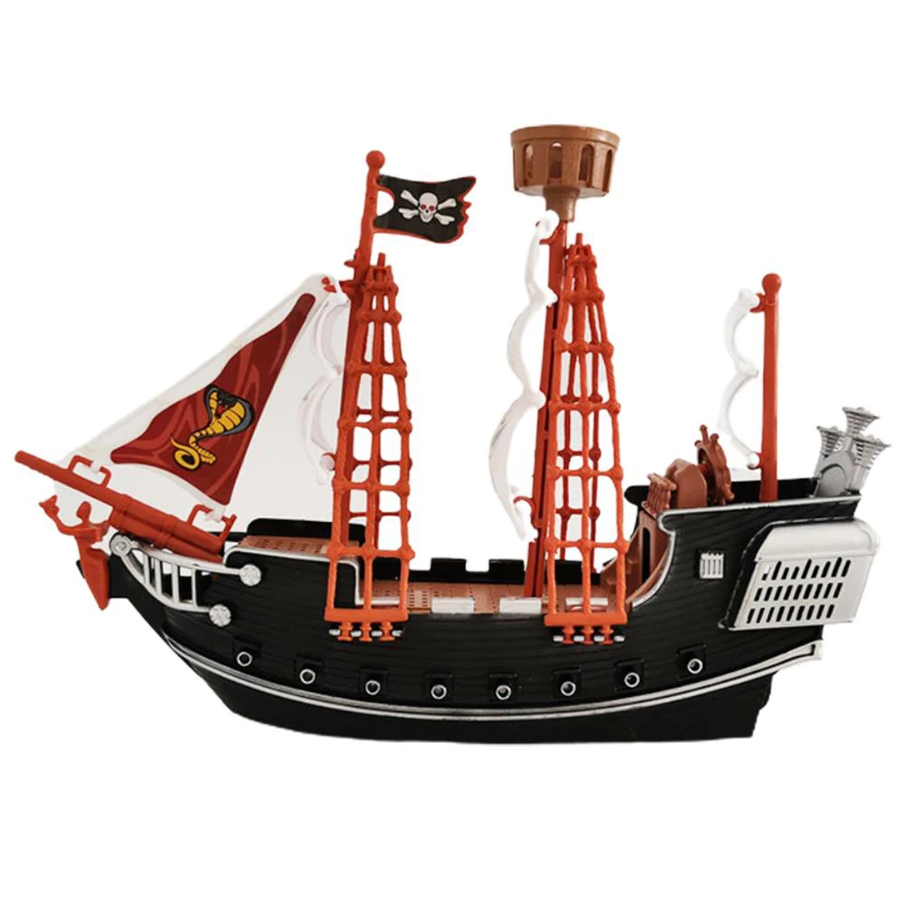 10in Pirates Ship Exquisite Craftsmanship Unique Boats Model Special Gift Ship Model Toy Scene Decor Prop for Home Kindergarten