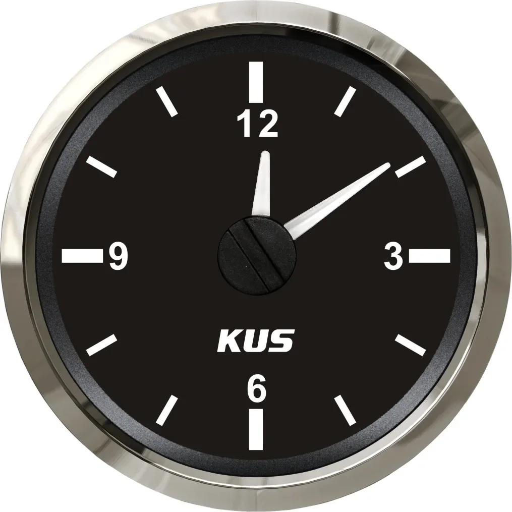 

KUS Boat Hour Quartz Clock Gauge Waterproof Marine Car RV Clock Dial 12 Hour 12V/24V