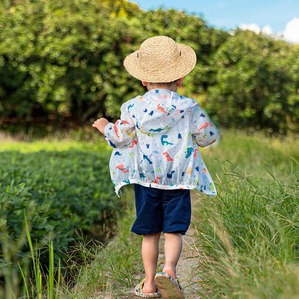 1pc Kids Straw Hat Summer Beach Sun Protection Wide Brim Breathable Woven Outdoor Bucket Hat For Children Boys Girls Toddler