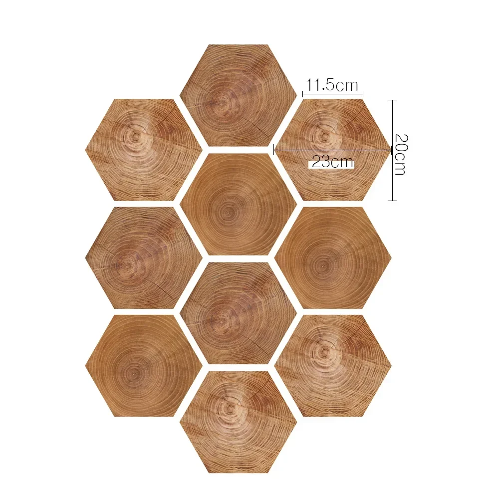 Stereoscopic simulation hexagonal imitation wood grain self-adhesive ceramic tile decorative anti-skid laminated floor tile view 6