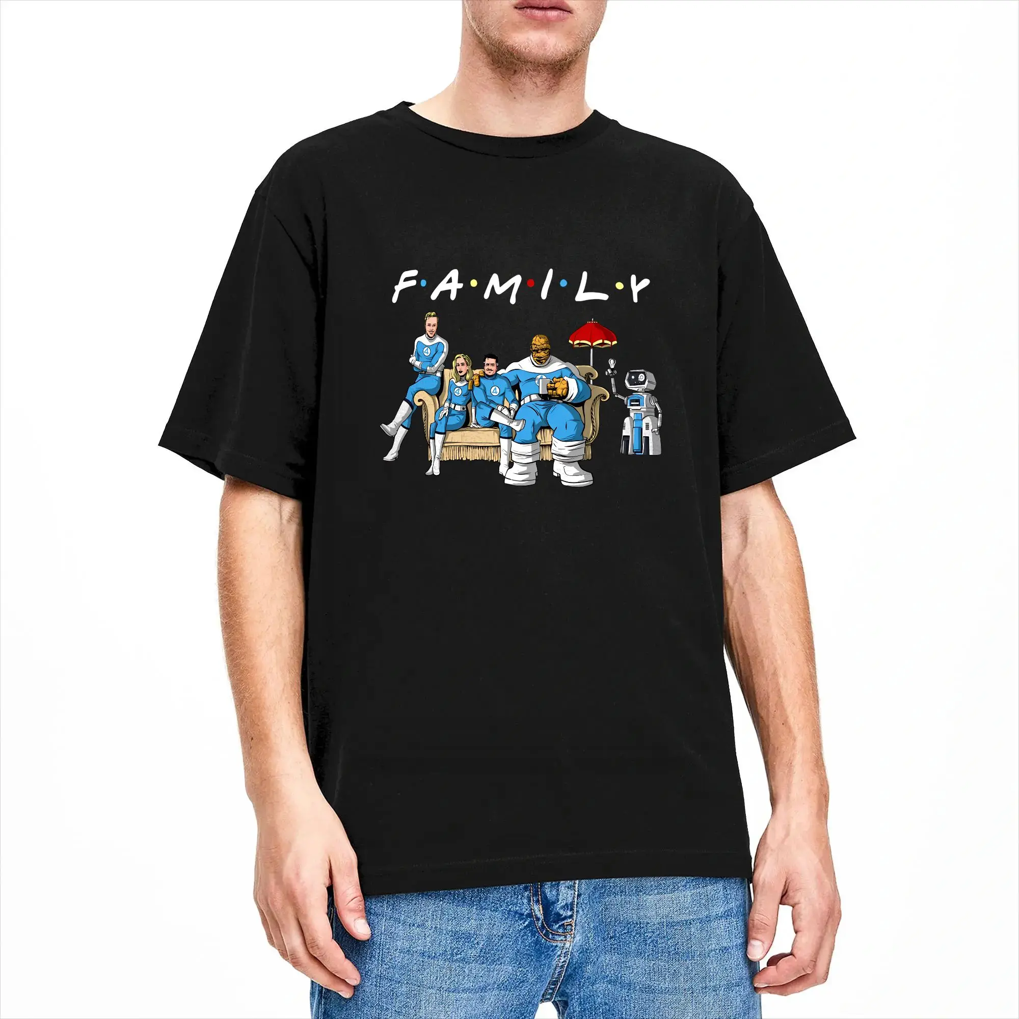 Printed Family The Fantastics Fours  First Steps Tshirt Men's O-neck Short Sleeve Top Tee  Cotton Summer Top Tee