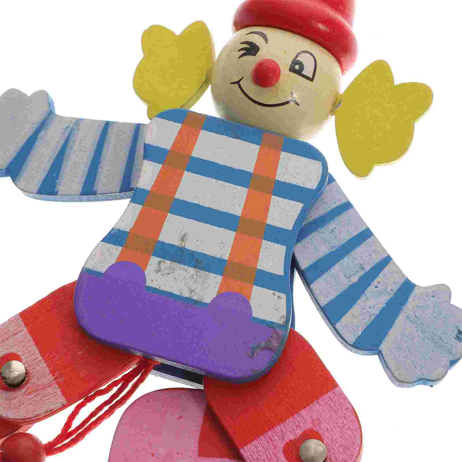 2Pcs String Clown Puppet Kids Marionette Toy Funny Clown Craft Toddler Plaything Clown Marionette Puppet