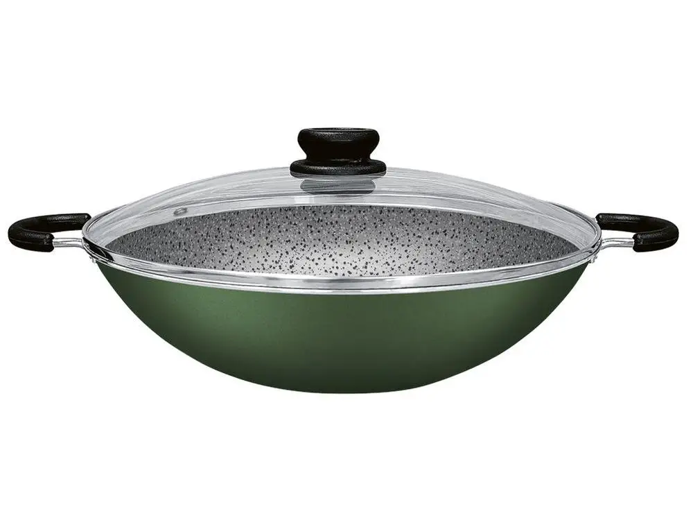 中華鍋-ノンスティックパン-アルミ-パネルックス-マキシマムストーン-グリーン-32cm