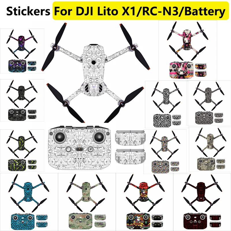 adesivos-para-drone-dji-lito-x1-decalques-para-bateria-e-controle-remoto-rc-n3-filme-protetor-decorativo-anti-riscos-acessorio-de-revestimento
