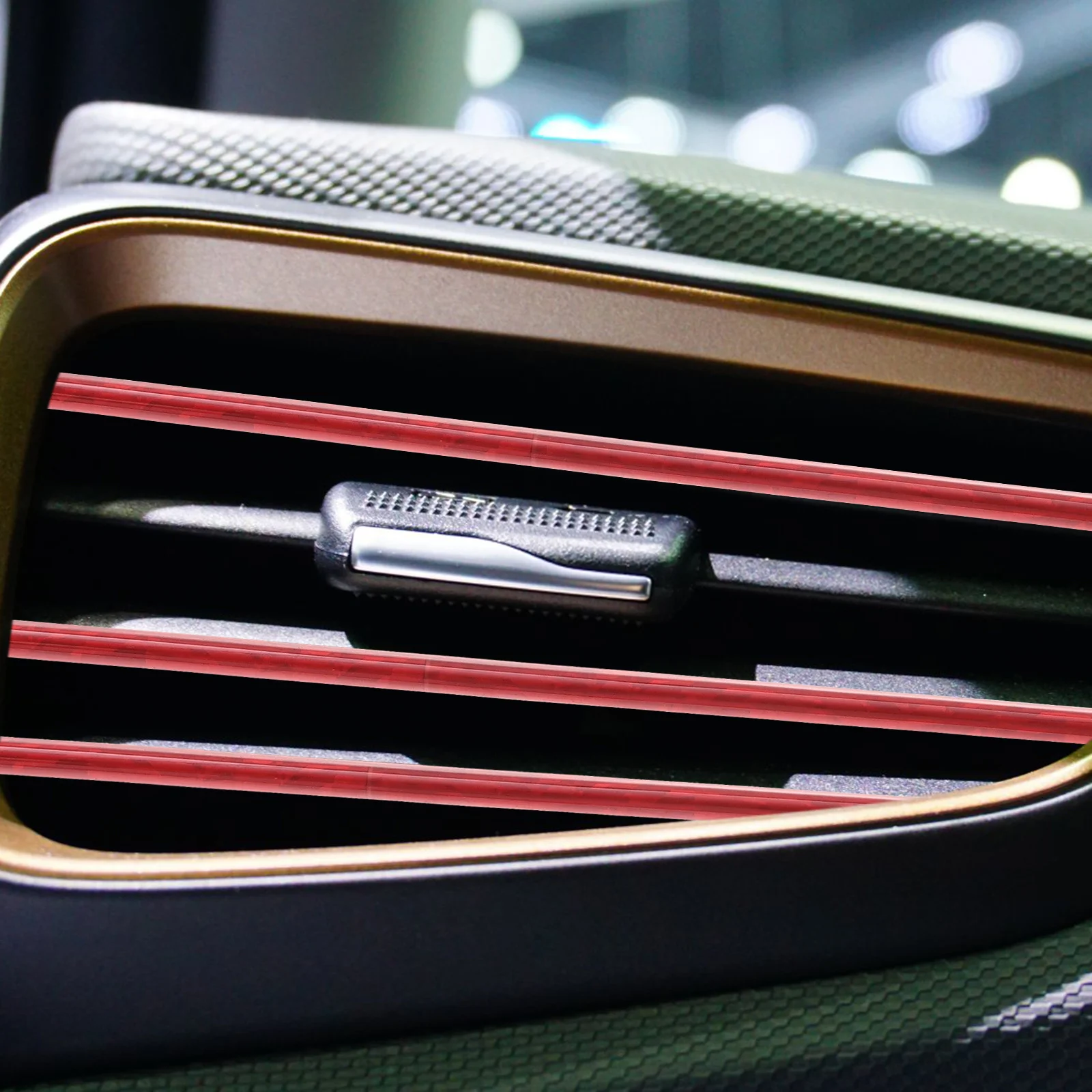 

10Pcs Car Vent Outlet Trim Clip Rhinestone Air Conditioner Strip Bright Color U Shape Molding Auto Interior Decoration