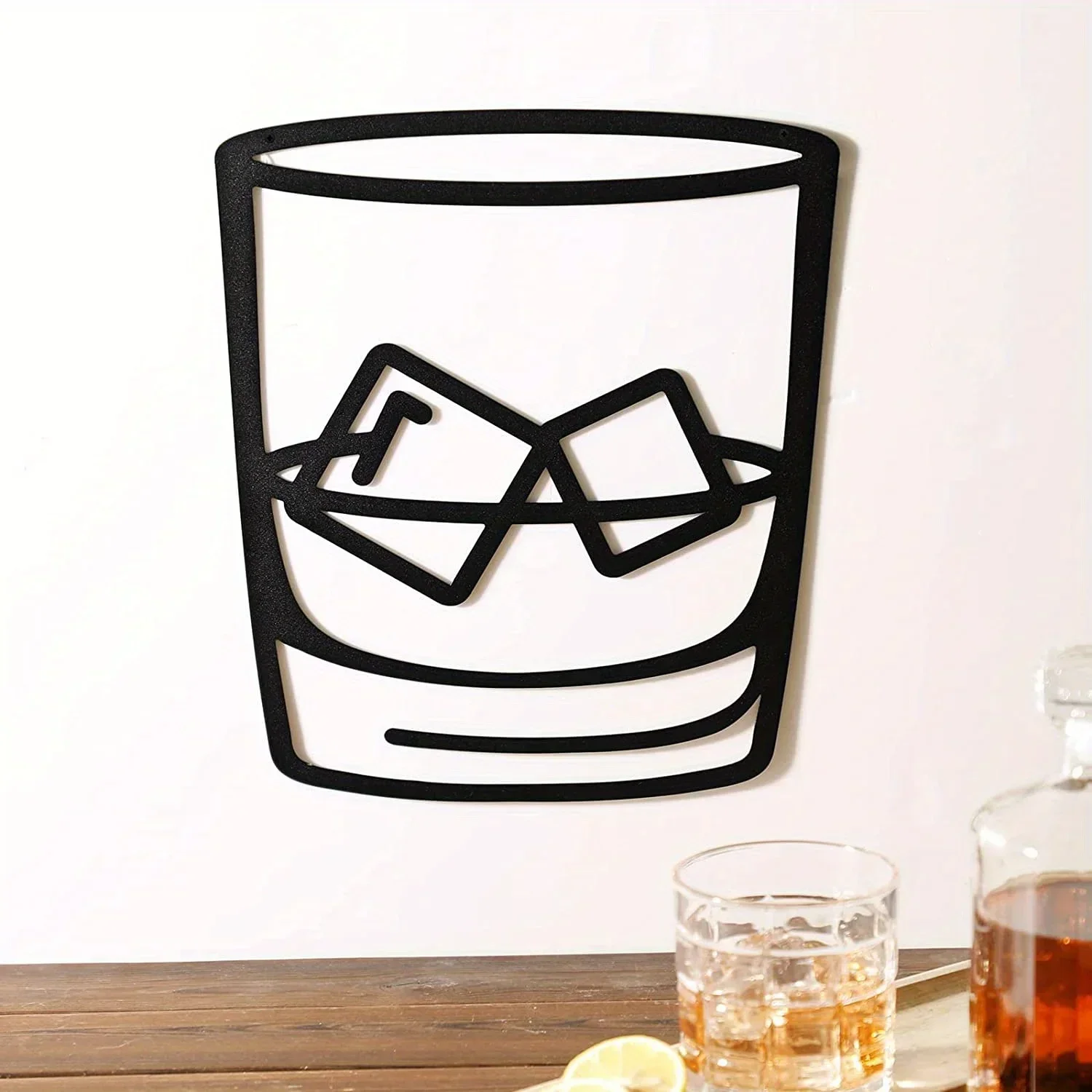1pc Minimalist Ice Cube Design, Unique Decor for Home Bar, Pub, or Man Cave 1Pc Metal Whiskey Glass Cross Wall Art Decor