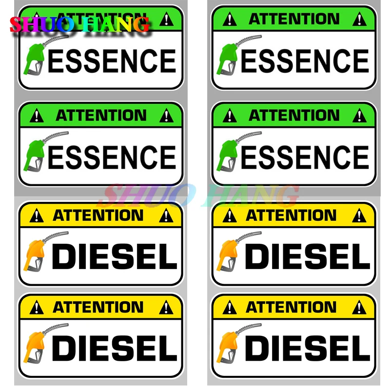 Autocollants de voiture en vinyle, pièces automobiles, décalcomanies pour fenêtre, PVC, DIESEL GASOIL CARBURANT , ATTENTION ESGENCE SUPoll95 98