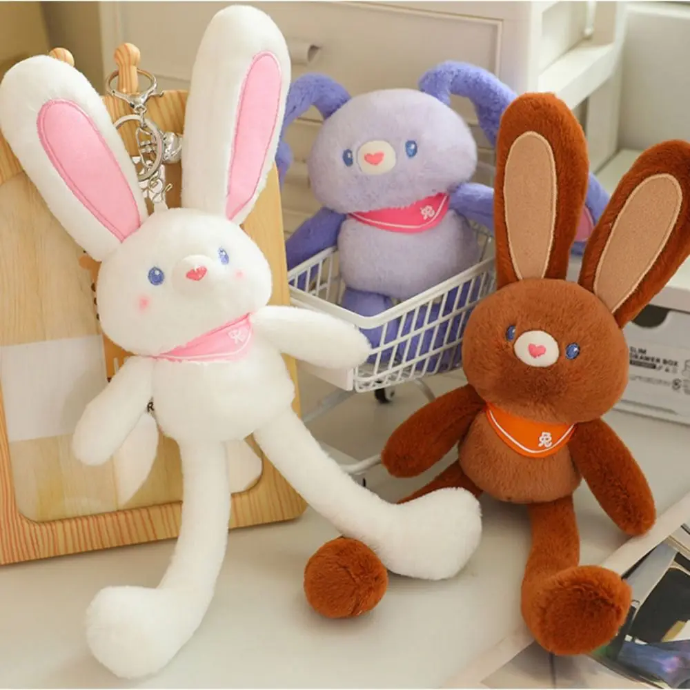 Pull Handle Rabbit Pulling Ears Rabbit Plush Toy Fun Interaction Pulling Ears Bunny Plush Keychain Long Legged Soft