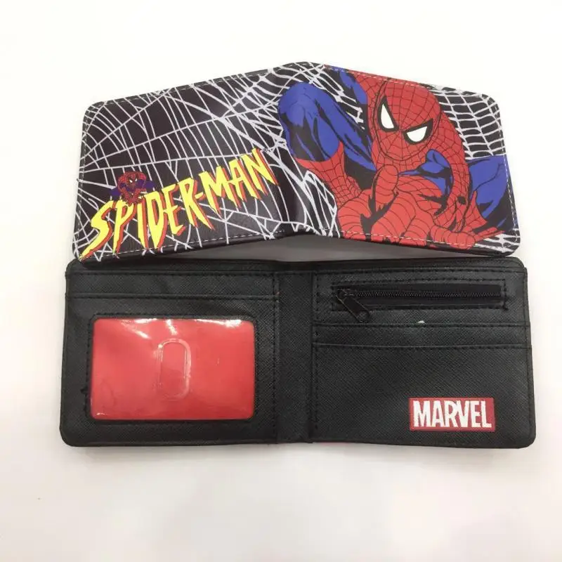 Disney Cartoon Superhero Spiderman PU portafoglio Anime Iron Man Captain America Bifold Boy Wallet Girl Child portamonete regalo di festa