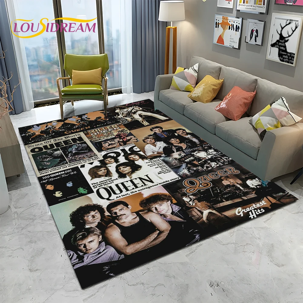 Classics Queen-Rock-Band Freddie Carpet Rug for Home Living Room Bedroom Sofa Doormat Decor,kid Play Area Rug Non-slip Floor Mat