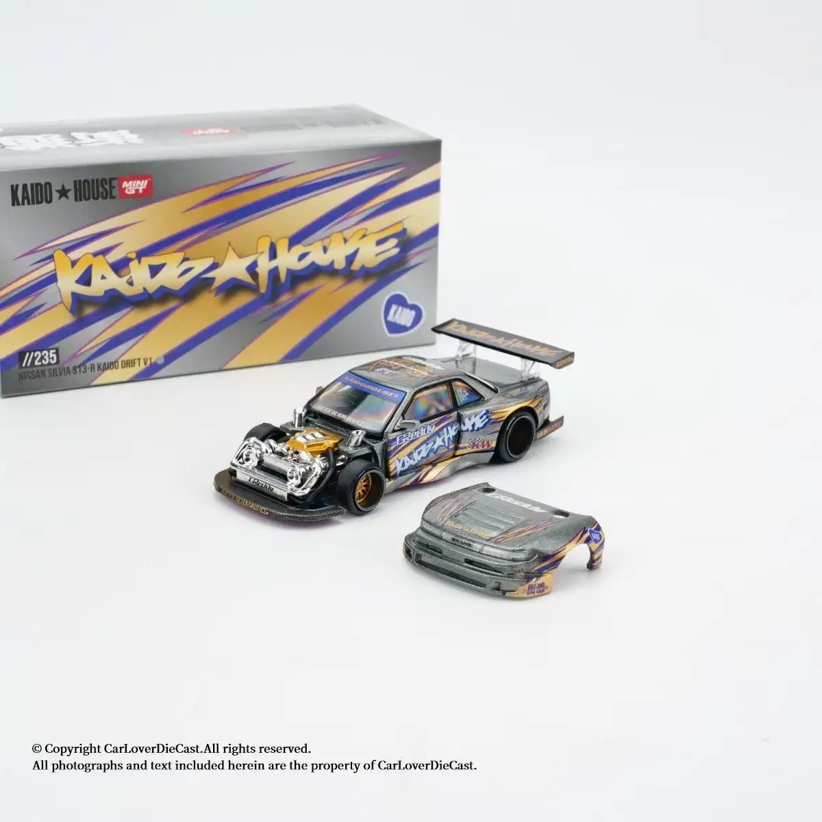 

Kaido House/MINIGT 1:64 Nissan Silvia S13-R alloy car model KHMG235-CH