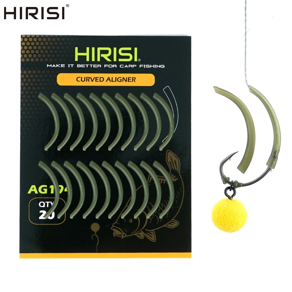 Hirisi 20 шт., аксессуары для карпа, рыболовные крючки, крючок с изогнутым хвостовиком, инструмент для выравнивания лески, оснастка для карпа, рукава, снасти для ловли карпа