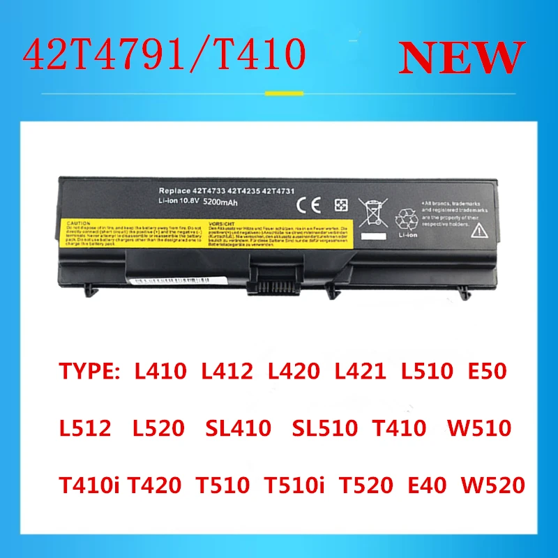 T410 Laptop Battery For Lenovo ThinkPad T410 T410i T420 T510 T510i W510 W520 For FRU 42T4702 42T4751 42T4755