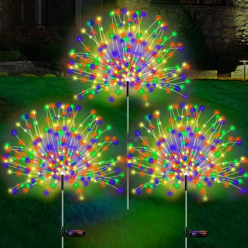 Solar Powered Firework Lights Versatile LED Decorative Lights for Pathways Lawns Special Occasions