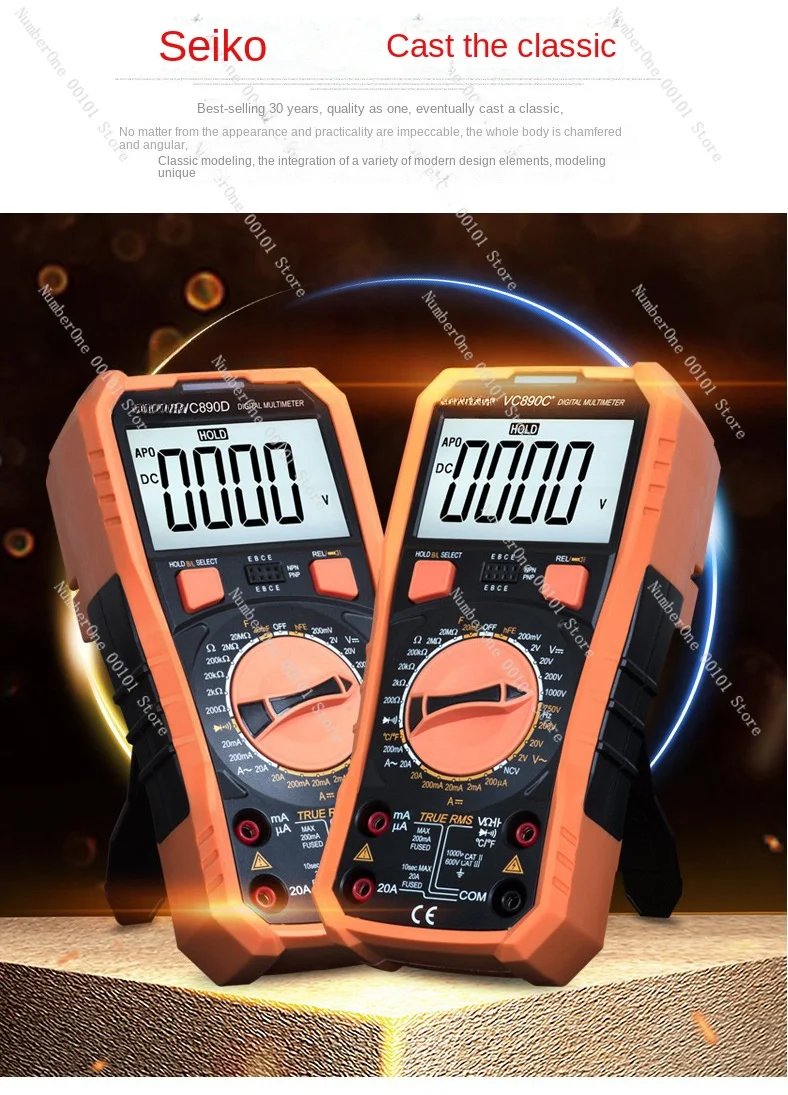 Victory Multimeter Vc890d/Vc890c Digital Display Intelligent Multimeter Electrical Instrument Meter Digital Multimeter