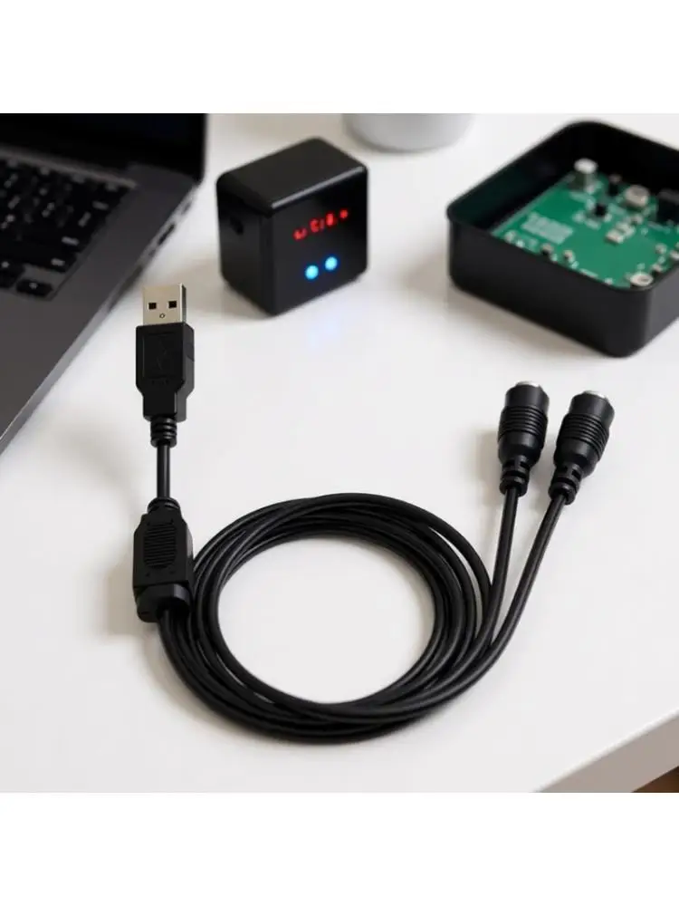 31BA USB-A to 2 Female Power Splitter Cable DC5521 5525 35135 for Small Electronics