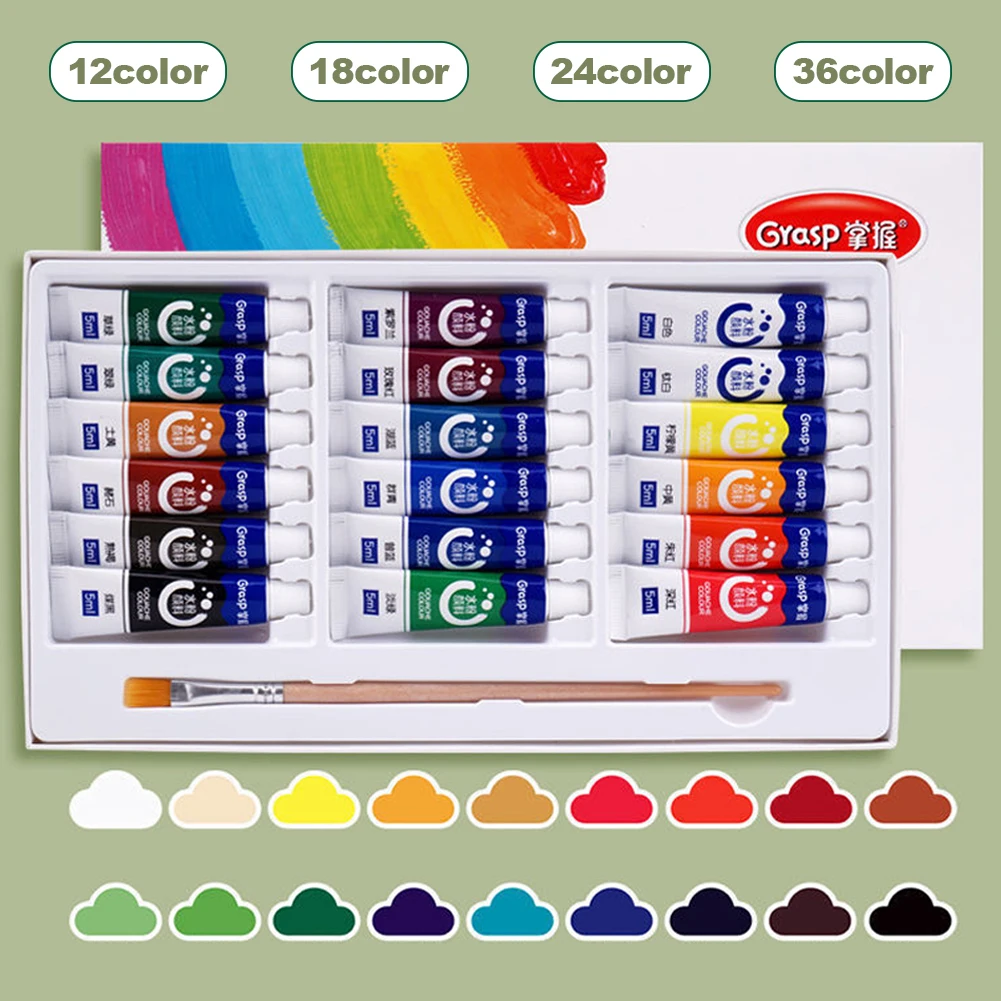 12/24/36 Kleuren Aquarel Verf Set Kunstacademie Gouache Pigment Kit 5Ml/Buis Aquarel Pigment Voor Artistieke Studenten Beginners