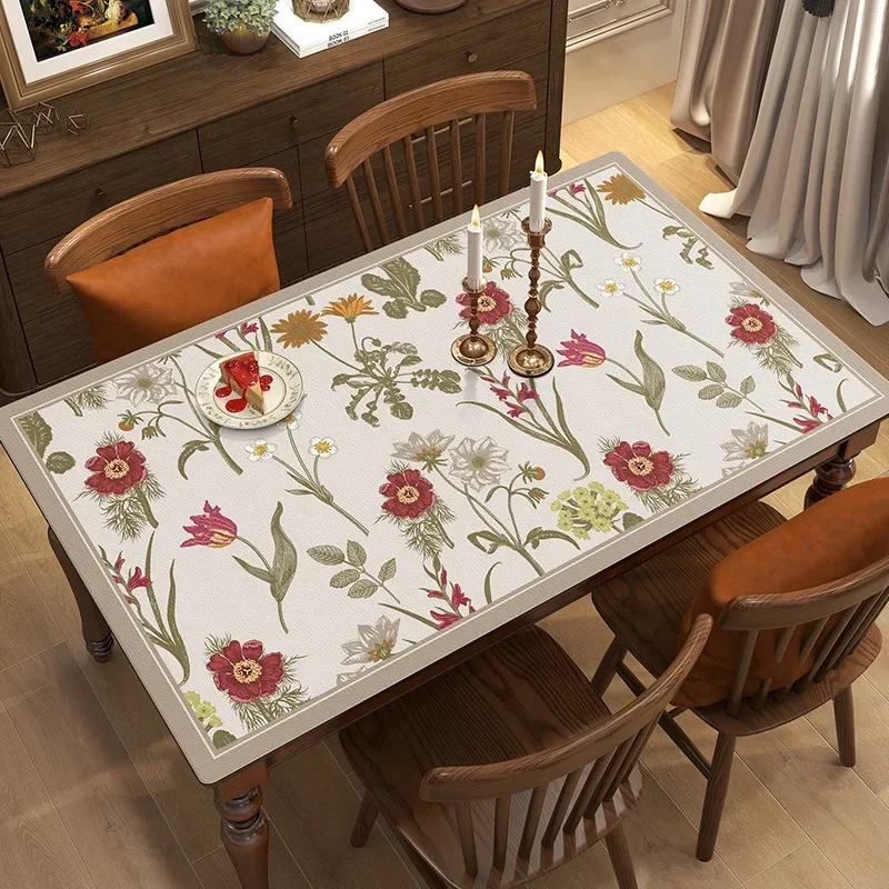 

American Retro Leather Table Mat Waterproof Oil Free Disposable Tablecloth Dining Table Cushion