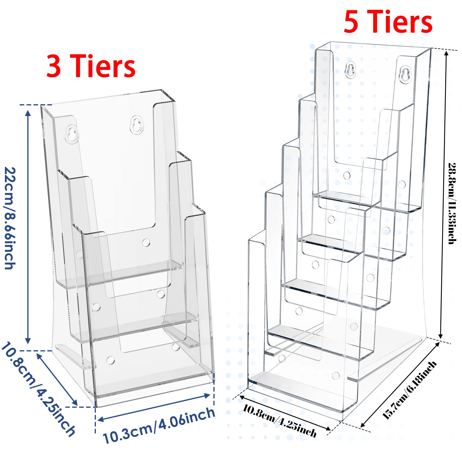 2 Pcs 3/5 Tiers Brochure Holder Clear Literature Display Stand Desk Flyer Pamphlet Storage Rack Office Card Note Holder view 3