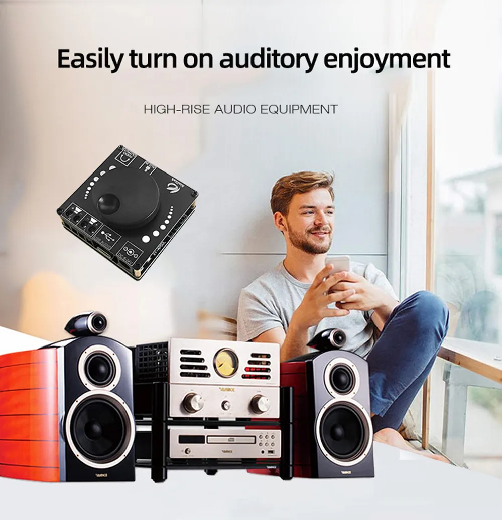 HIFI 20W*2 50W*2 AP50L AP51H Stereo Bluetooth-compatible Digital Amplifier Board AUX USB-C Input 12V/24V Home Theater XY-AP15H