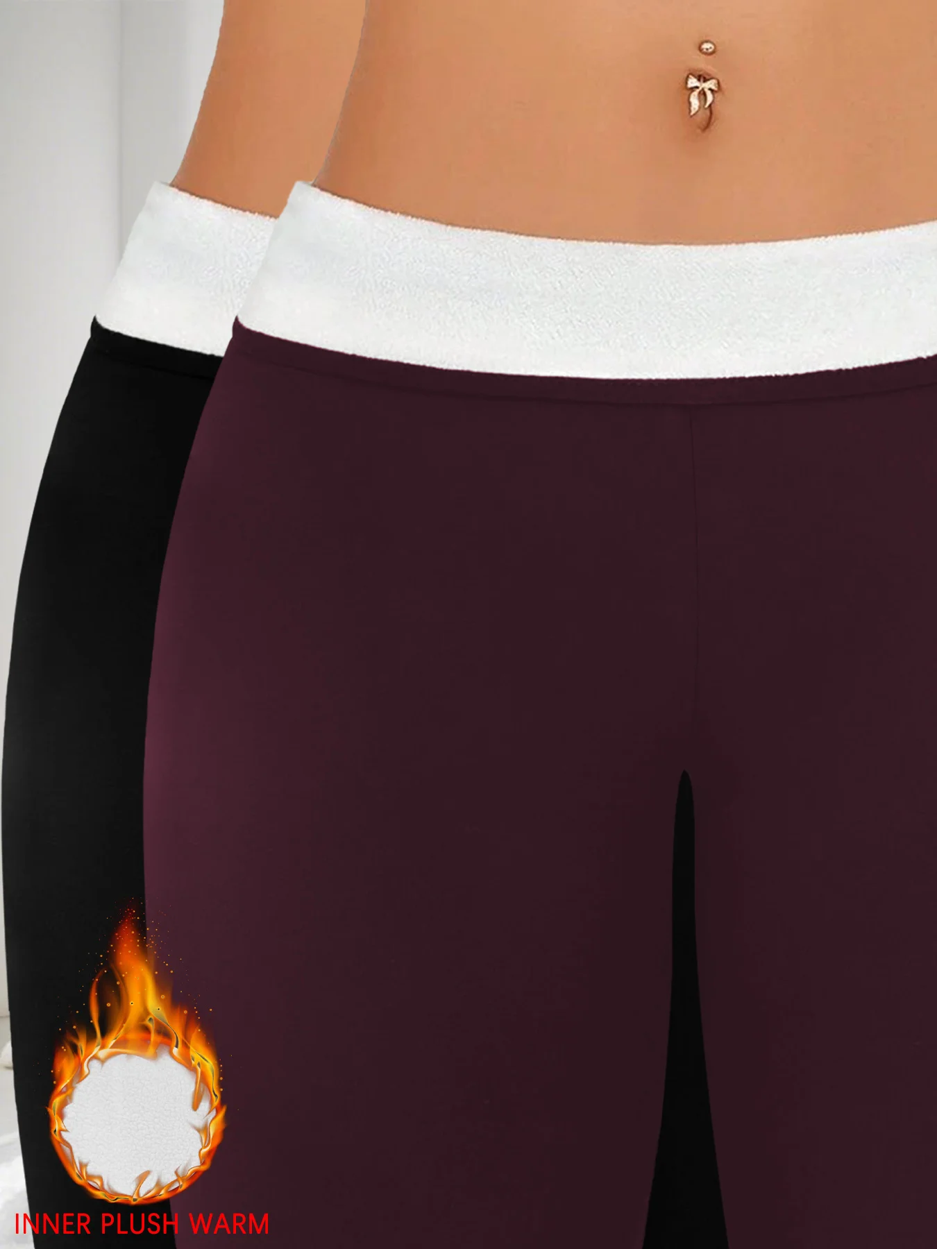 

2 Pack Winter thermal leggings with high waist and tummy control Women's pants provide warmth for cold weather and exercises