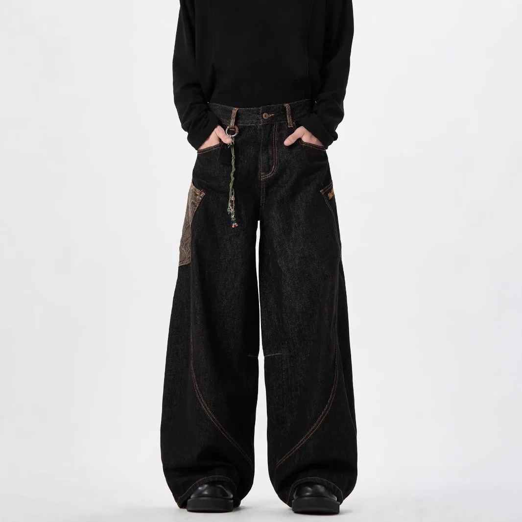 Unisex Jeans 2025 Autumn Man Women Snake Jeans Black Python Print Wide Leg Pants Hip Hop Streetwear Denim Pants