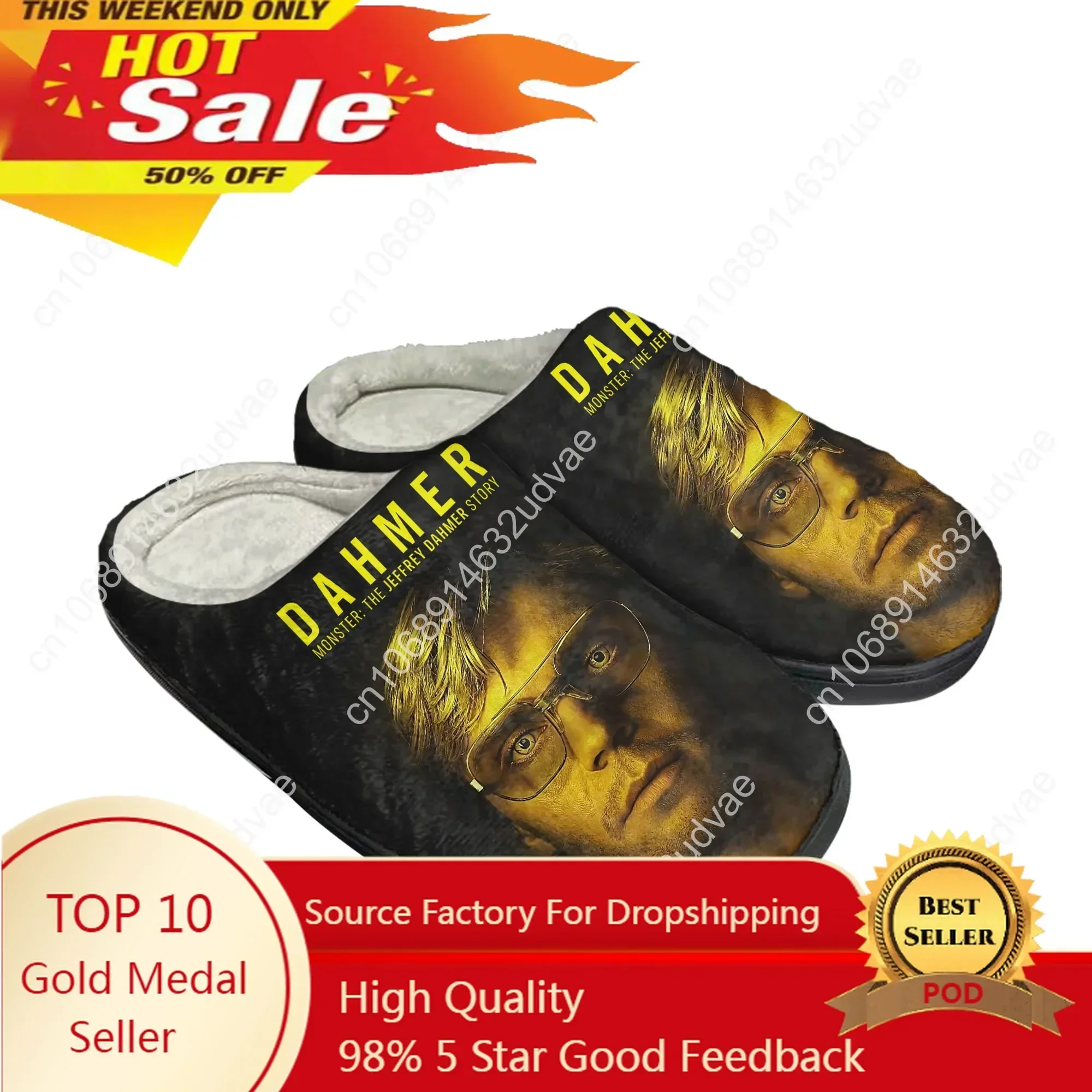 Jeffrey Dahmer Home Cotton Slippers Monster-Serial Killer Plush Bedroom Keep Warm Shoes Mens Womens Thermal Slipper Custom Shoe