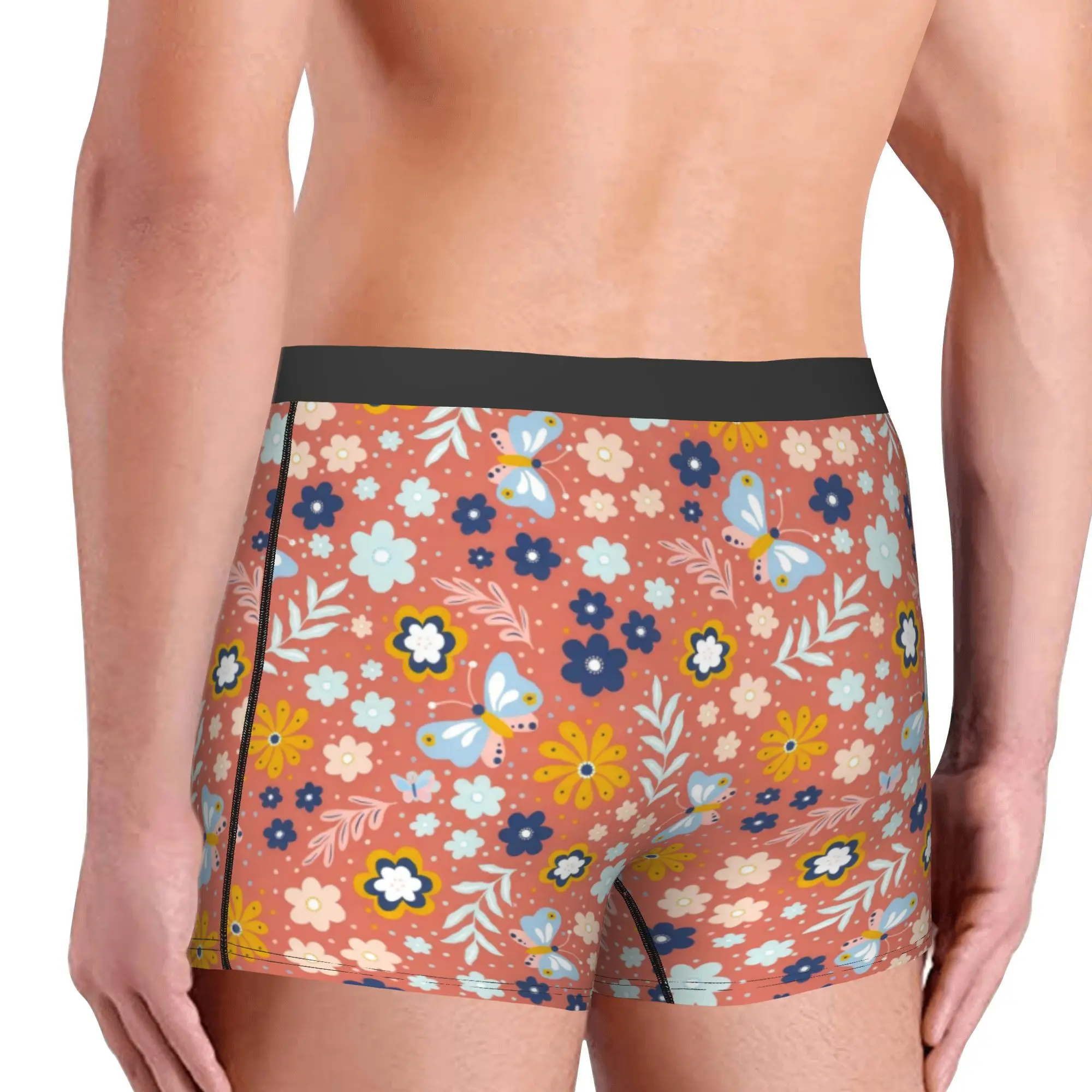 Funny Spring Butterfly Floral on Terracotta Boxers Shorts Panties Male Underpants Breathable  Briefs Underwear