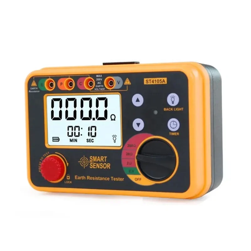 Smart Sensor ST4105A 200 Ohm ST4105B 2000 Ohm LCD Backlight Digital Earth Resistance Tester